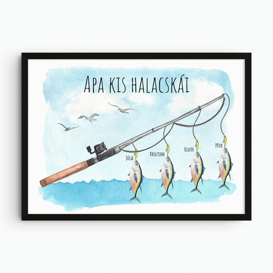 Apa kis halacskái egyedi falikép