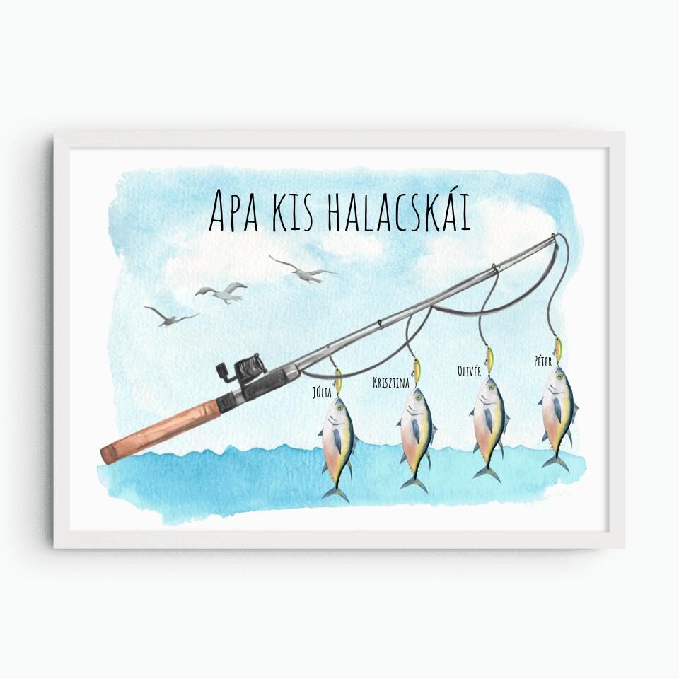 Apa kis halacskái egyedi falikép