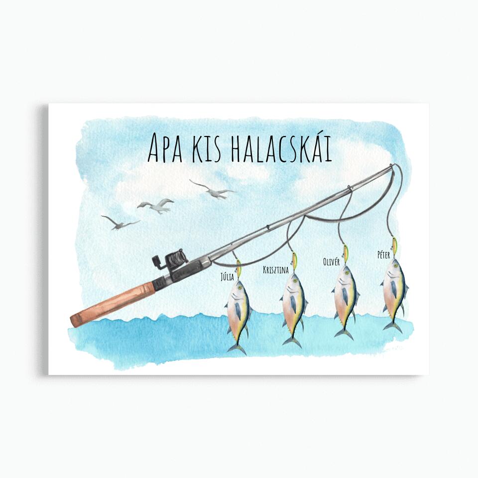 Apa kis halacskái egyedi falikép