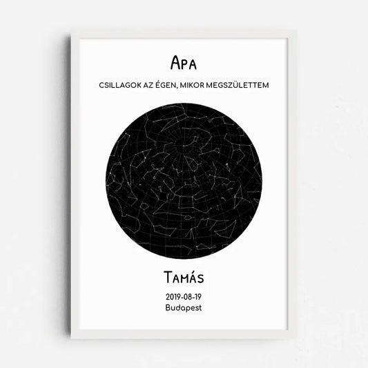 Apa "Csillagok az égen, mikor megszülettem" csillagtérkép falikép - Egy gyerek