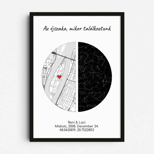 Első találkozó térkép-csillagtérkép falikép