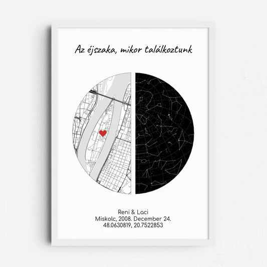 Első találkozó térkép-csillagtérkép falikép