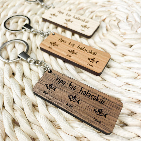 Apa kis halacskái kulcstartó