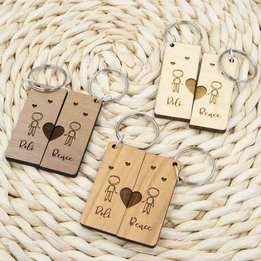 Aranyos ember figurás páros kulcstartó - Fiú-fiú