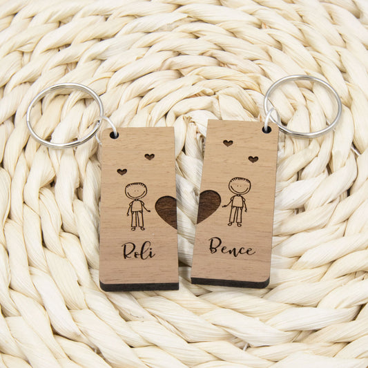 Aranyos ember figurás páros kulcstartó - Fiú-fiú