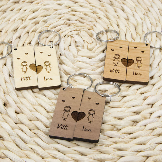 Aranyos ember figurás páros kulcstartó - Lány-lány