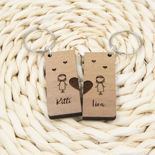 Aranyos ember figurás páros kulcstartó - Lány-lány