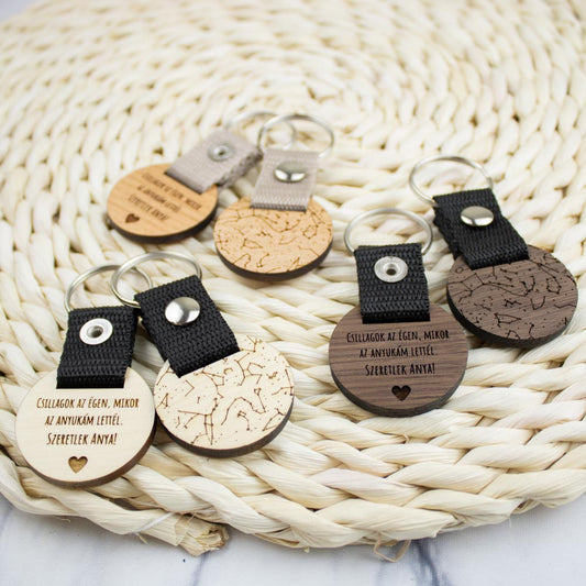 "Csillagok az égen, mikor az anyukám lettél." csillagtérkép kulcstartó