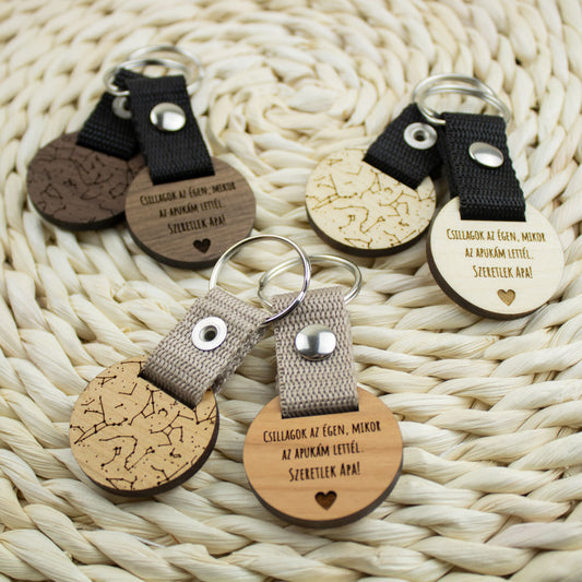 "Csillagok az égen, mikor az apukám lettél." csillagtérkép kulcstartó