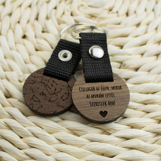 "Csillagok az égen, mikor az apukám lettél." csillagtérkép kulcstartó