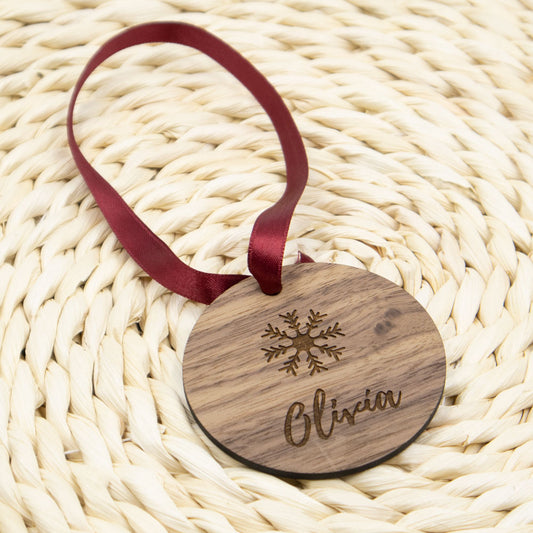 Egyedi neves karácsonyfadísz - Hópehely