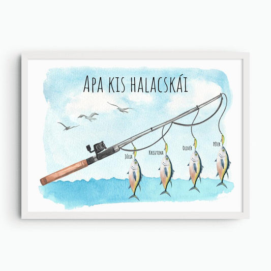 Apa kis halacskái egyedi falikép